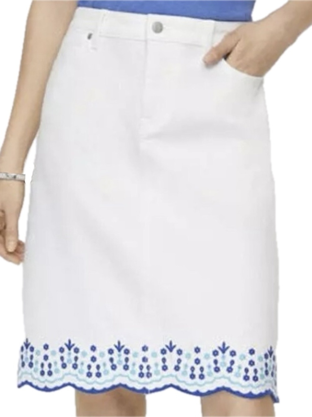 Talbots Skirt - Embroidered Denim A-Line - 14